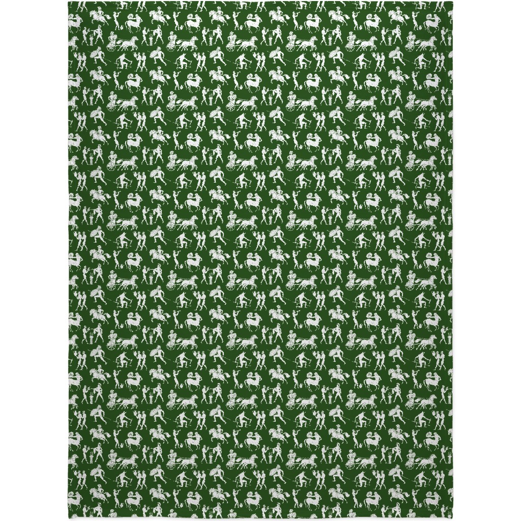 Greek Figures Blanket, Sherpa, 60x80, Green, Spruce Green
