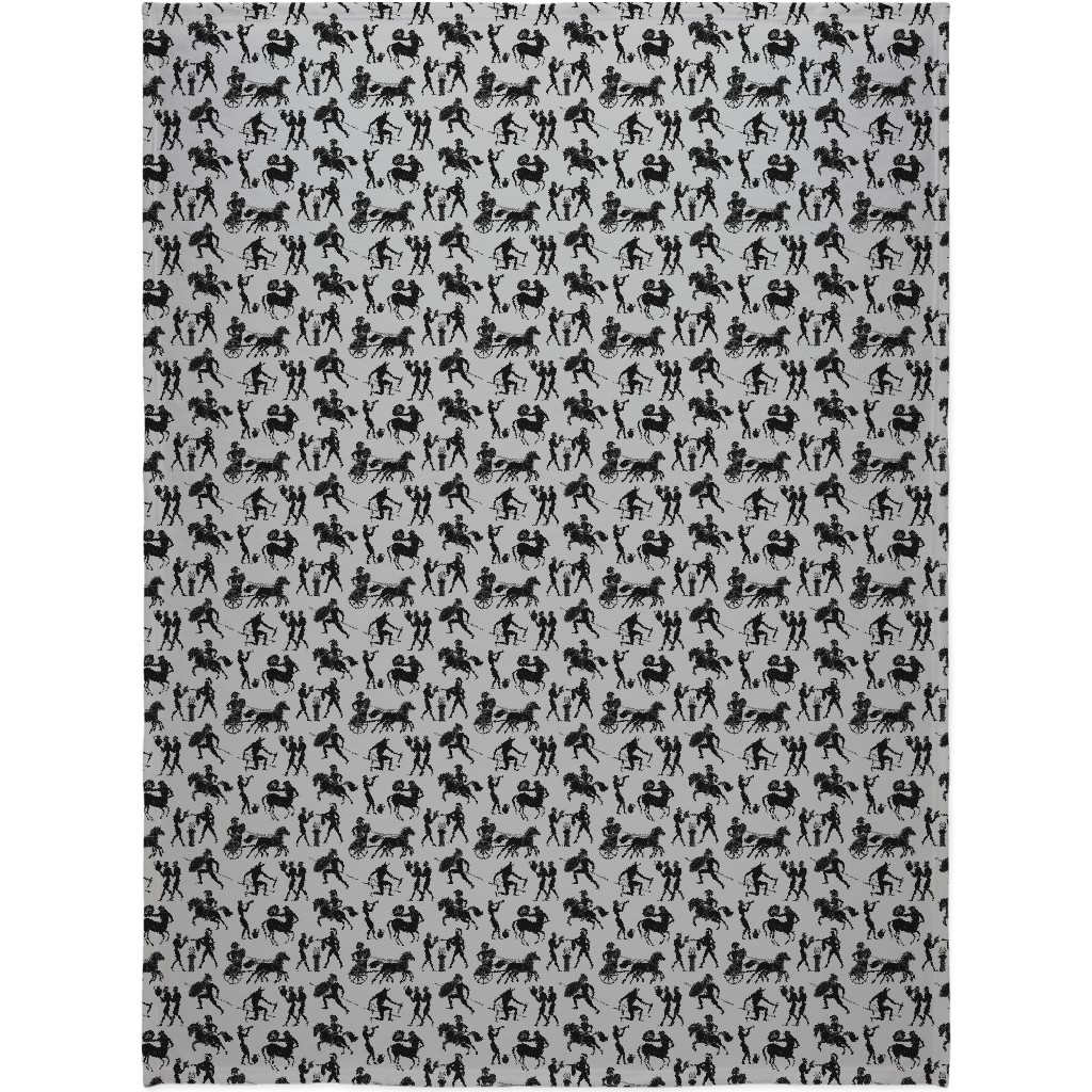Greek Figures Blanket, Sherpa, 60x80, Gray, Fog