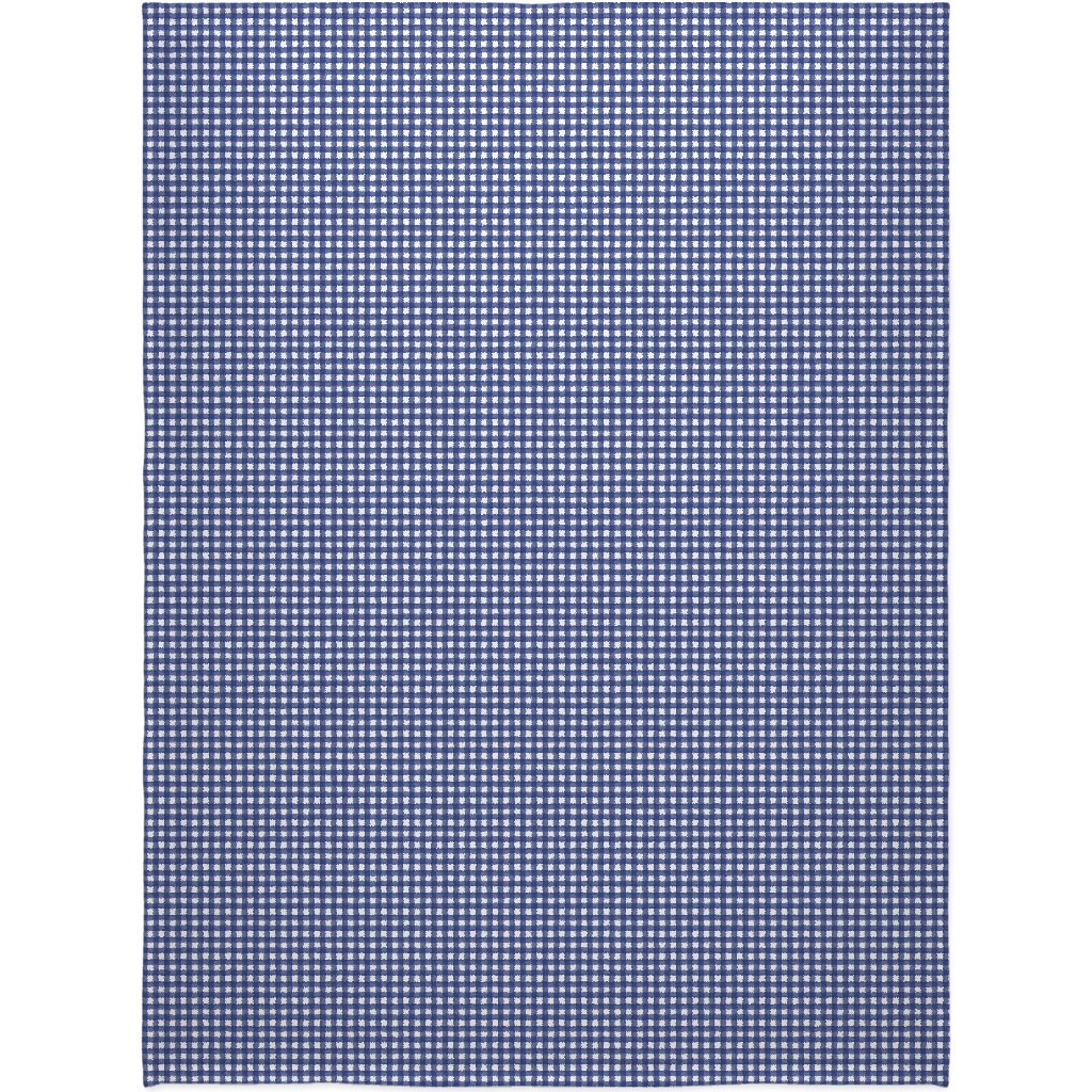 Watercolor Gingham - Navy Blue Blanket, Sherpa, 60x80, Blue, True Blue