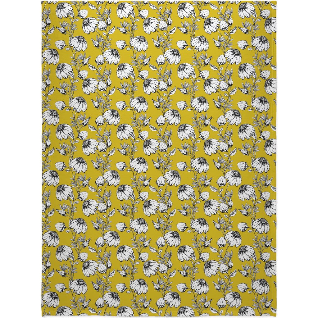 Bloom Floral - Yellow Blanket, Sherpa, 60x80, Yellow, Classic Yellow