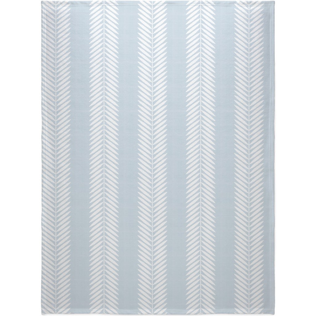 Laurel Leaf Stripe - Light Blue Blanket, Sherpa, 60x80, Blue