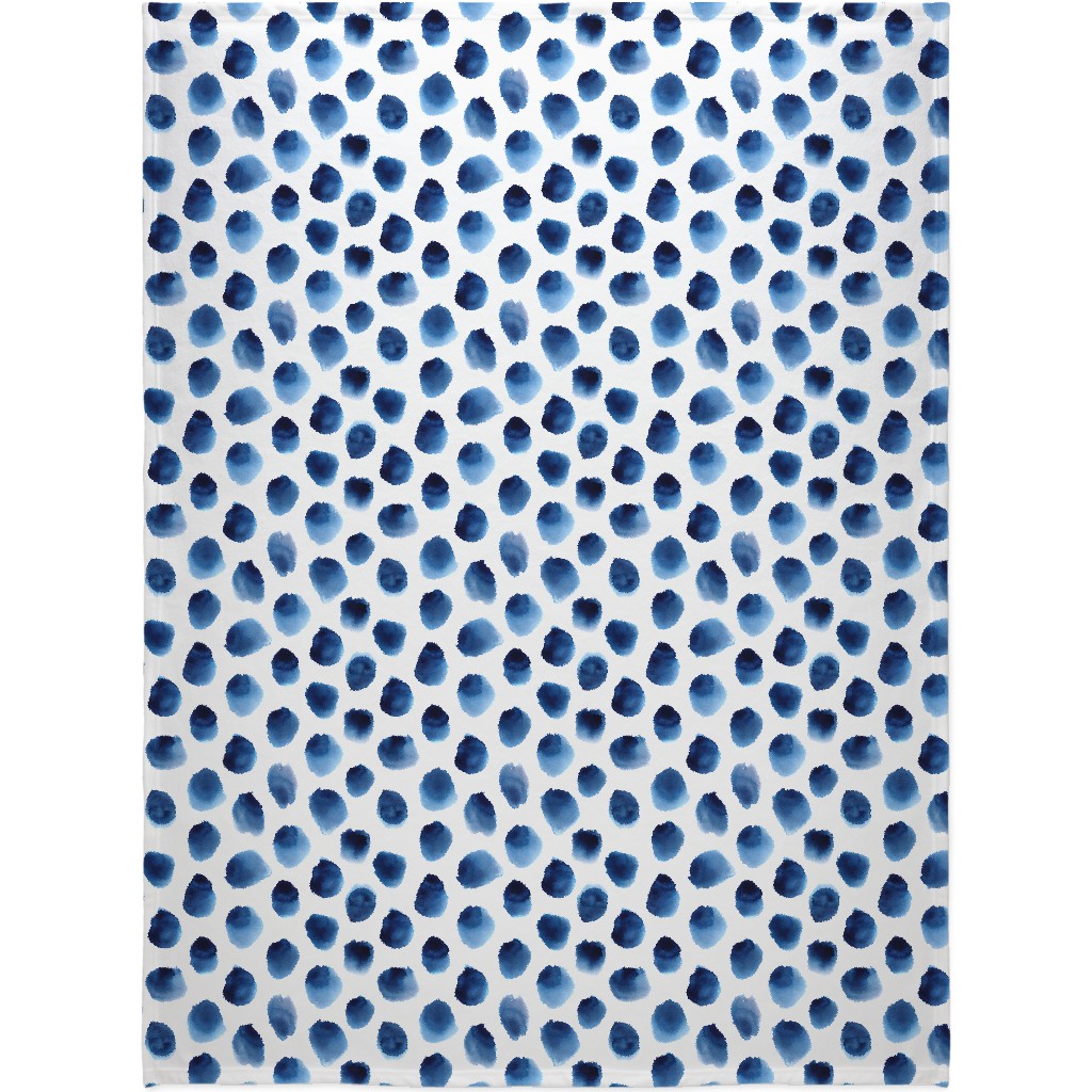 Freshness Watercolor Polka Dot - Blue Blanket, Sherpa, 60x80, Blue, True Blue