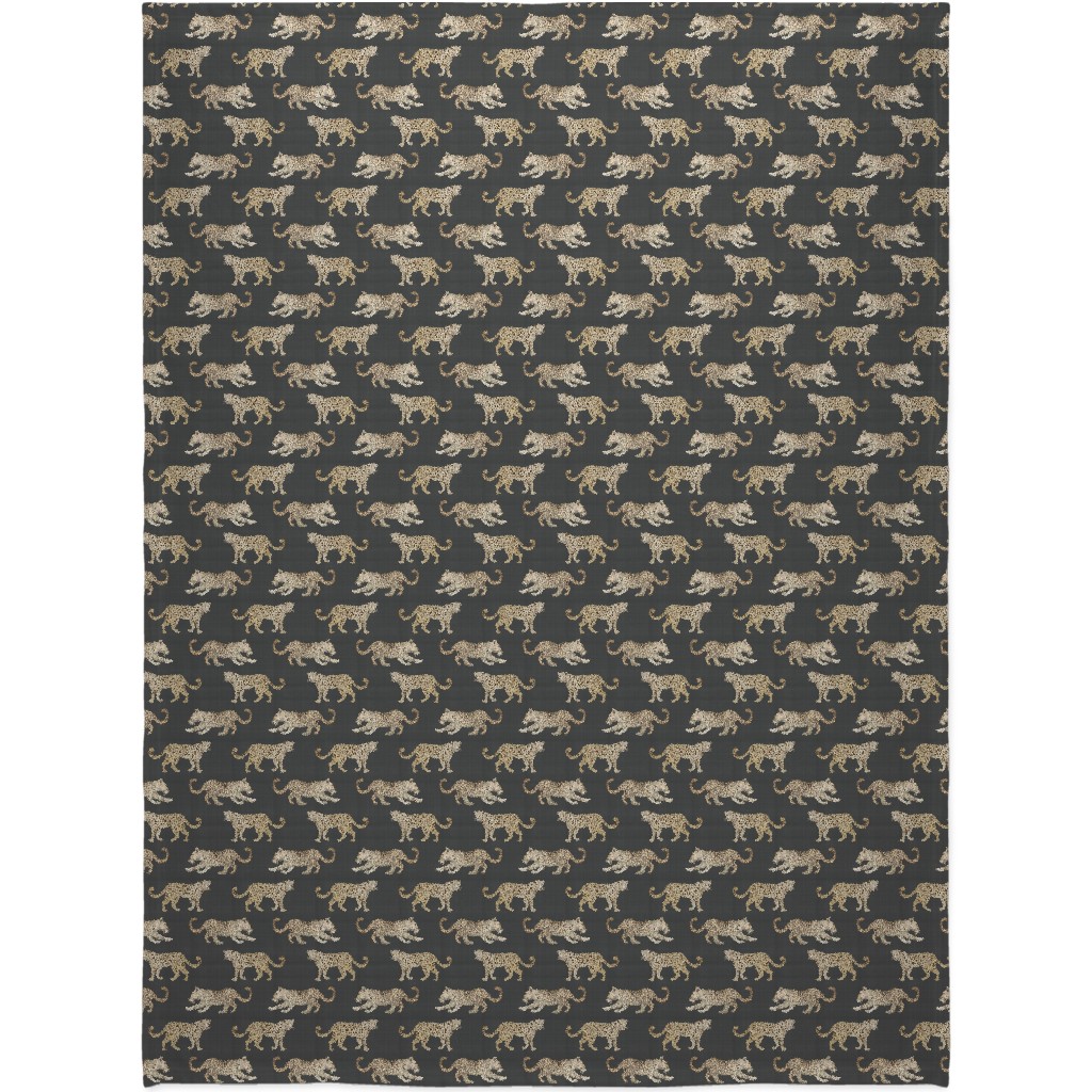 Leopard Parade Blanket, Sherpa, 60x80, Gray, Dark Gray