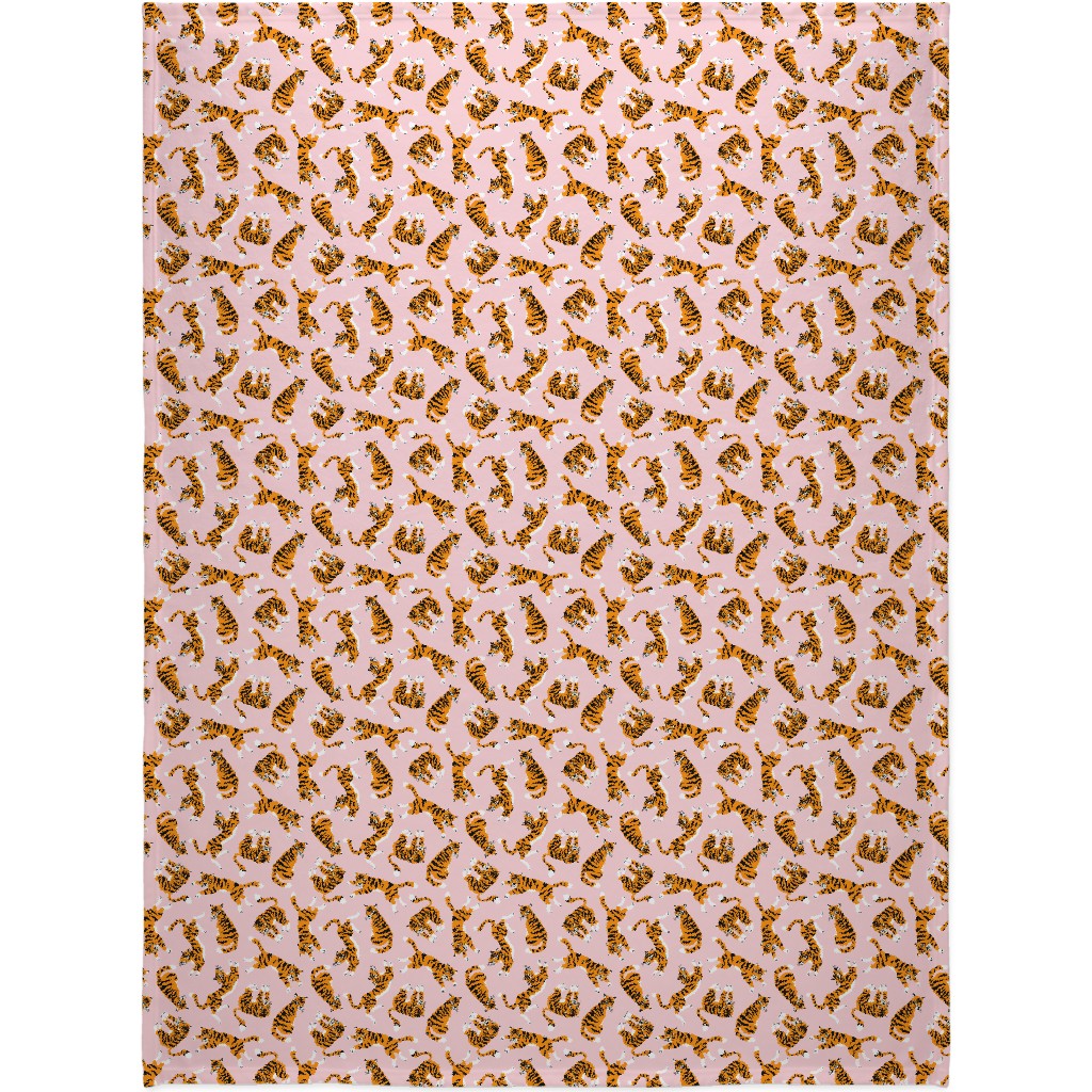 Tigers - Pink Blanket, Sherpa, 60x80, Pink, Bright Pink