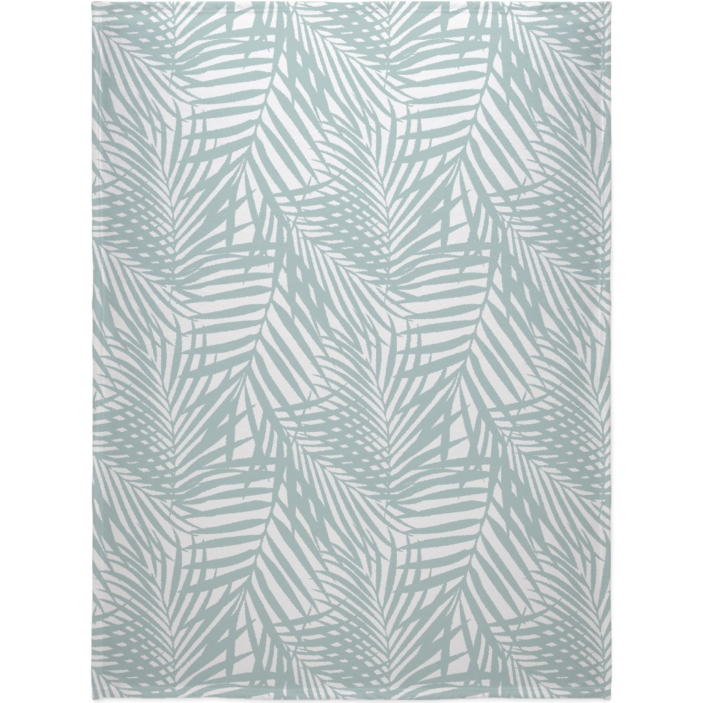 Fronds - Palladian Blue Blanket, Sherpa, 60x80, Blue, True Blue