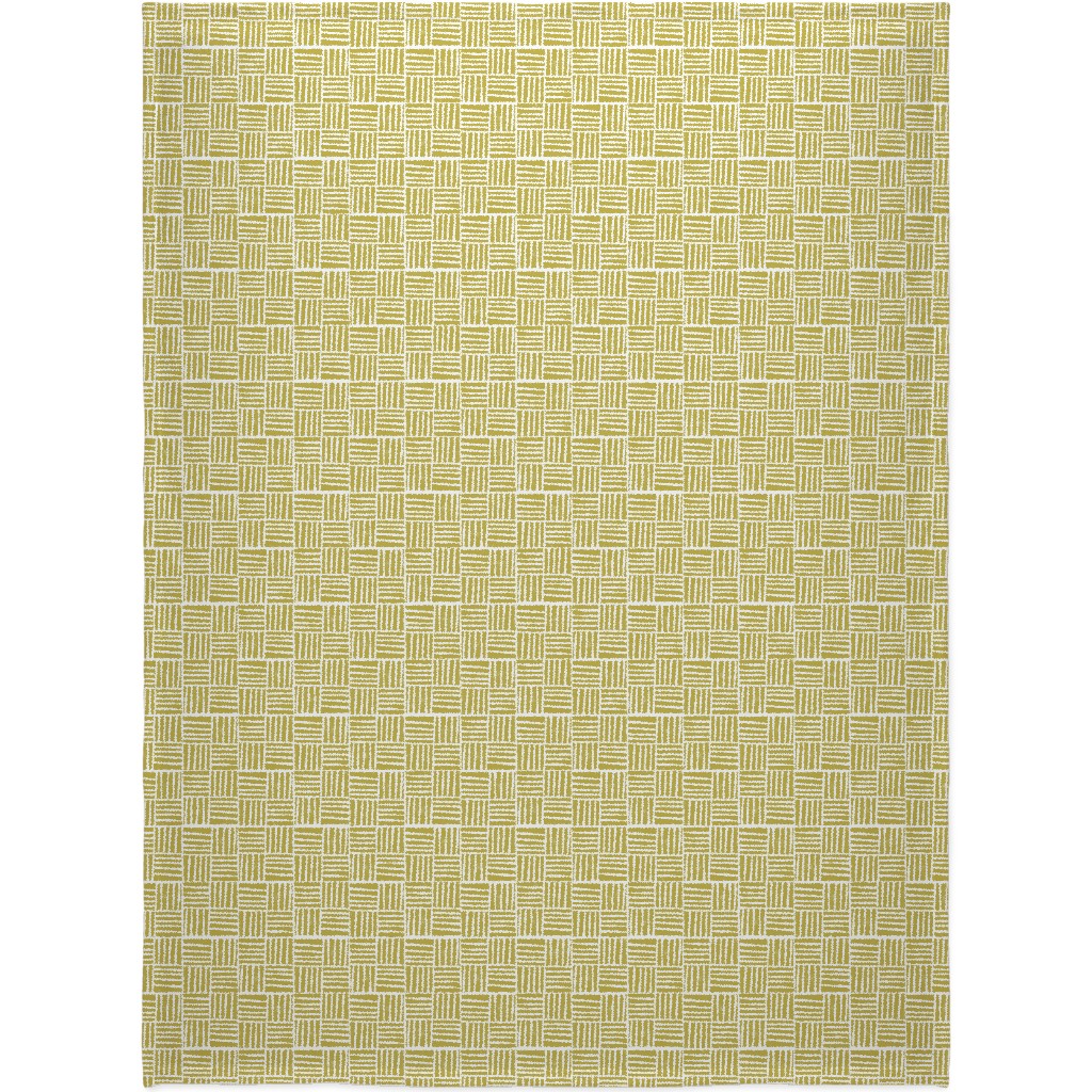 Thatch Stripe Grid - Yellow Blanket, Sherpa, 60x80, Yellow, Classic Yellow