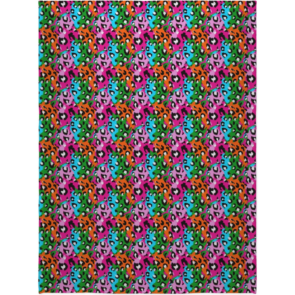 Leopard Print - Bright Blanket, Sherpa, 60x80, Multicolor