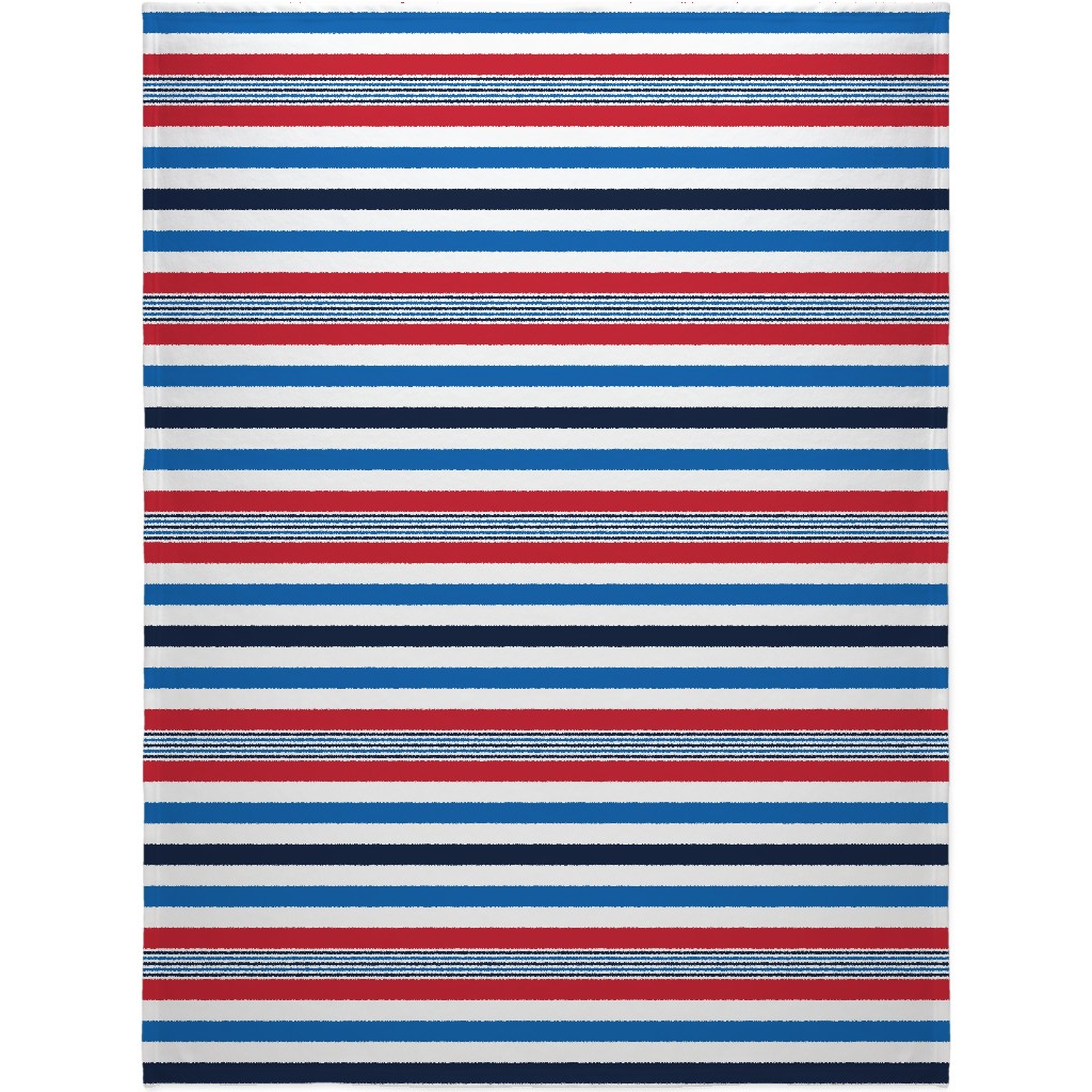 Horizontal Stripes - Red White and Blue Blanket, Sherpa, 60x80, Red, Red