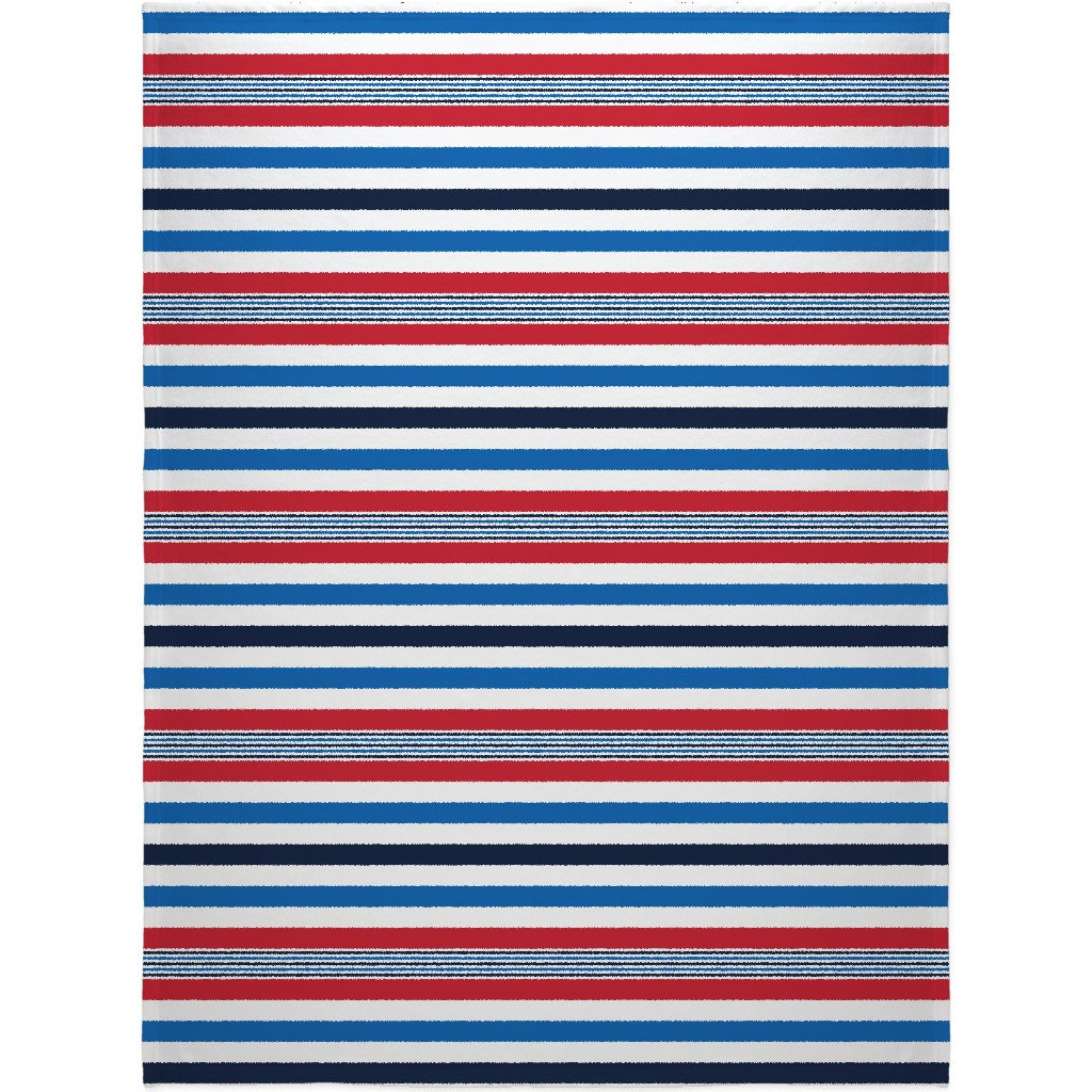 Horizontal Stripes - Red White and Blue Blanket, Sherpa, 60x80, Red