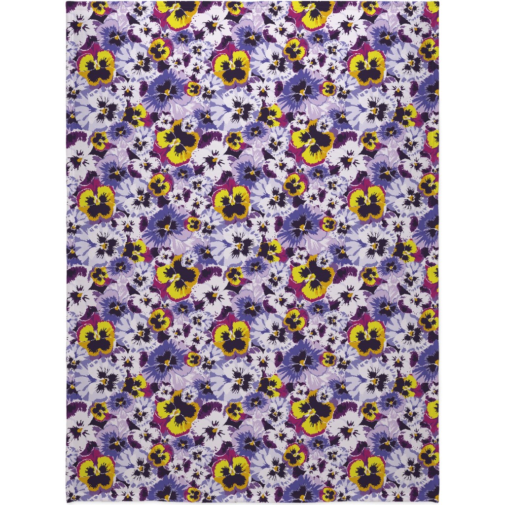 Pansy By Numbers - Purple Blanket, Sherpa, 60x80, Purple, Purple