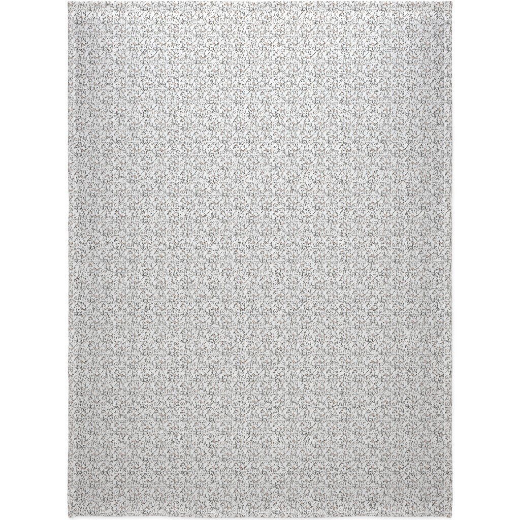 Peach Pop Doodle Dogs - Black and White Blanket, Sherpa, 60x80, White, White