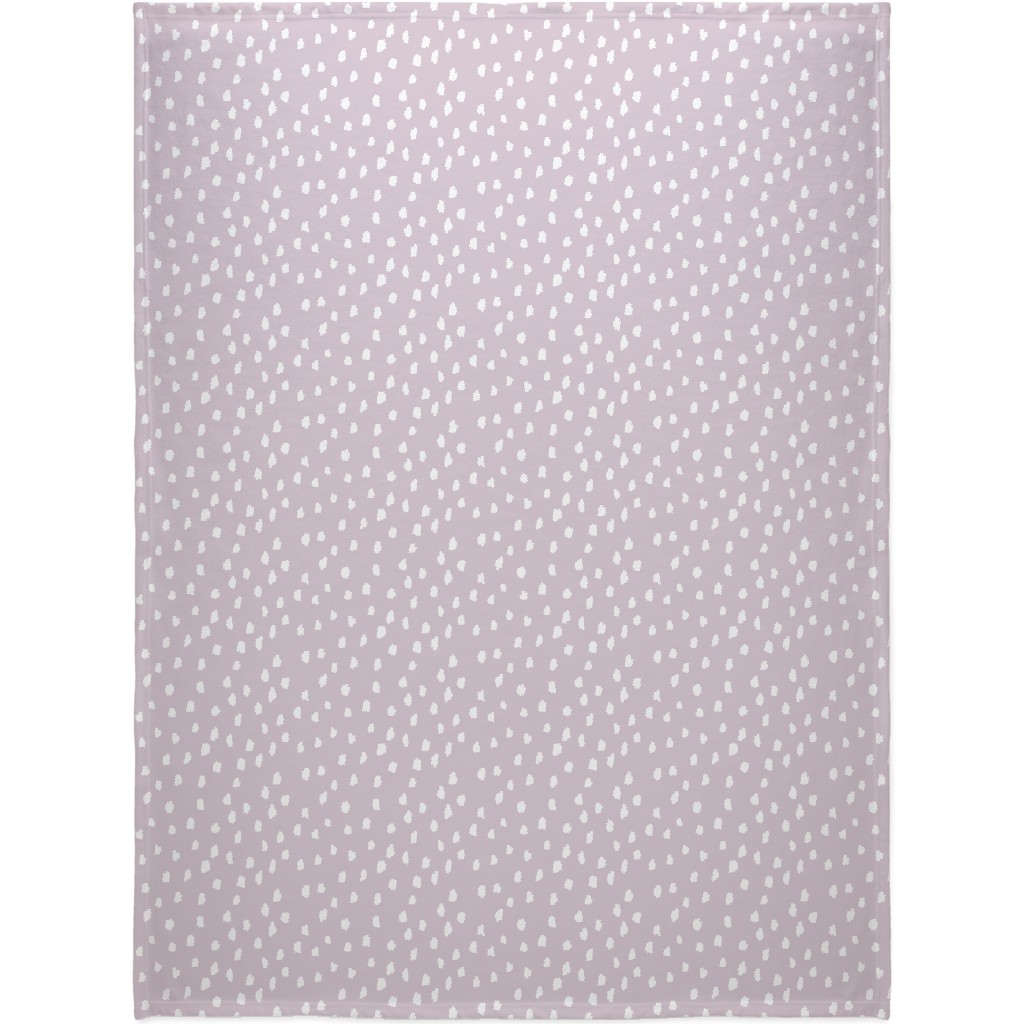 Scattered Marks - White on Lilac Blanket, Sherpa, 60x80, Purple, Purple