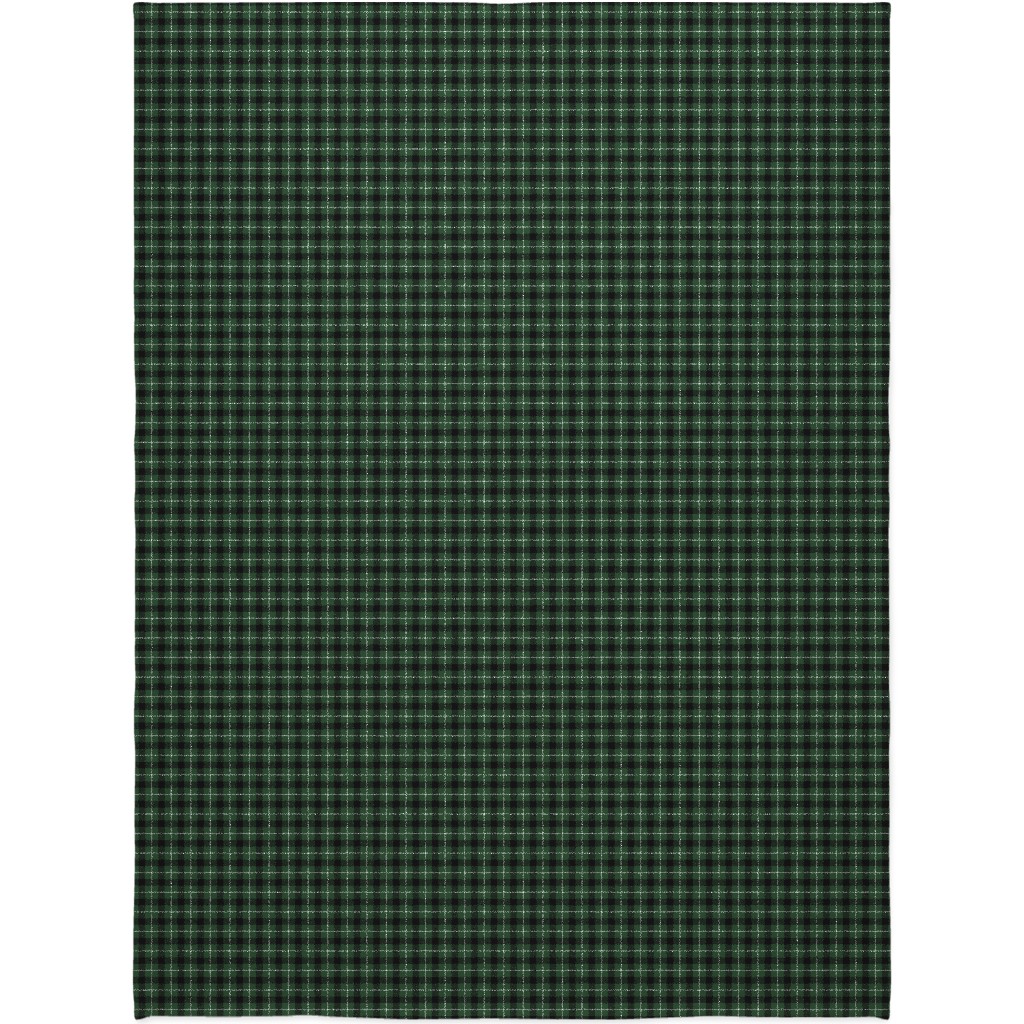 Green & Black Plaid Blanket, Sherpa, 60x80, Green