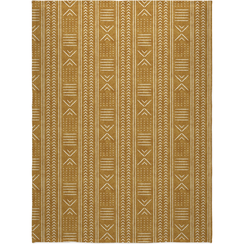 Mudcloth - Mustard Blanket, Sherpa, 60x80, Yellow