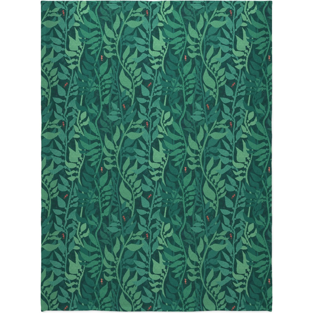 Mermaid Wonderland Kelp - Green Blanket, Sherpa, 60x80, Green