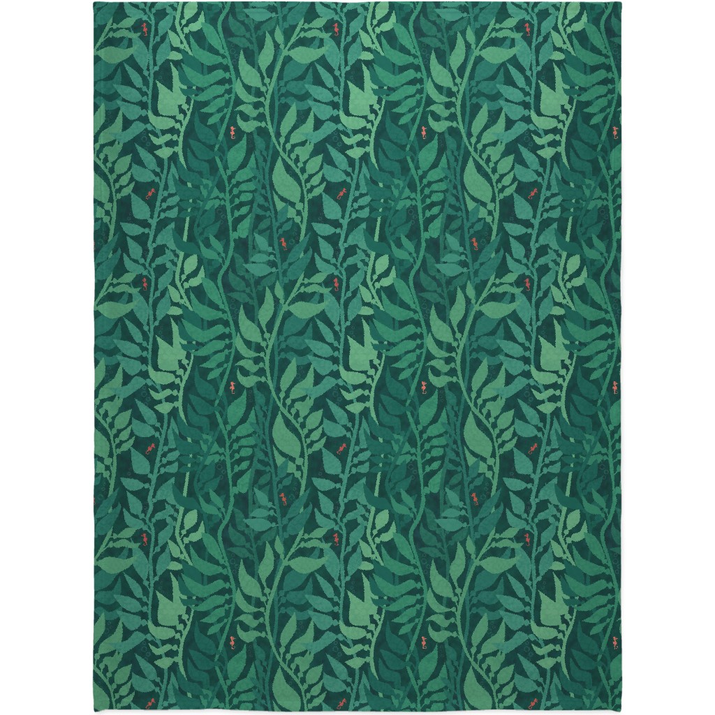 Mermaid Wonderland Kelp - Green Blanket, Sherpa, 60x80, Green, Classic Green