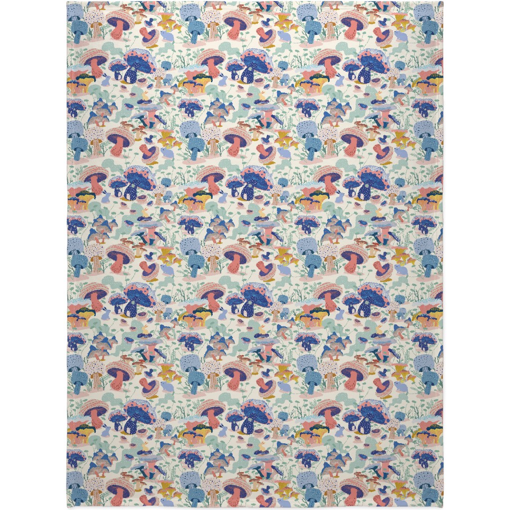 Whimsical Mushroom Village - Multi Blanket, Sherpa, 60x80, Multicolor