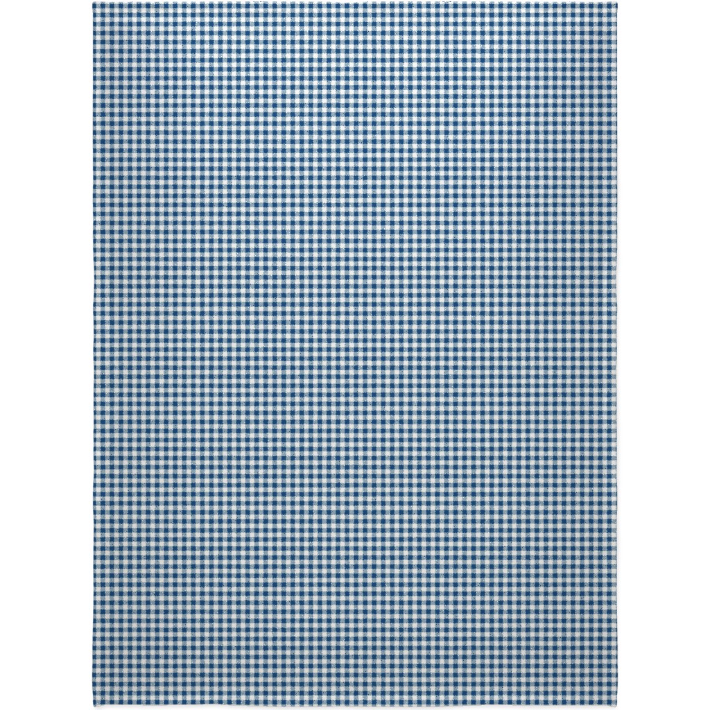 Classic Gingham - Blue Blanket, Sherpa, 60x80, Blue