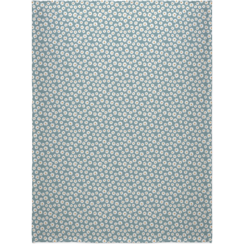 Daisies Blanket, Sherpa, 60x80, Blue, Cool Gray