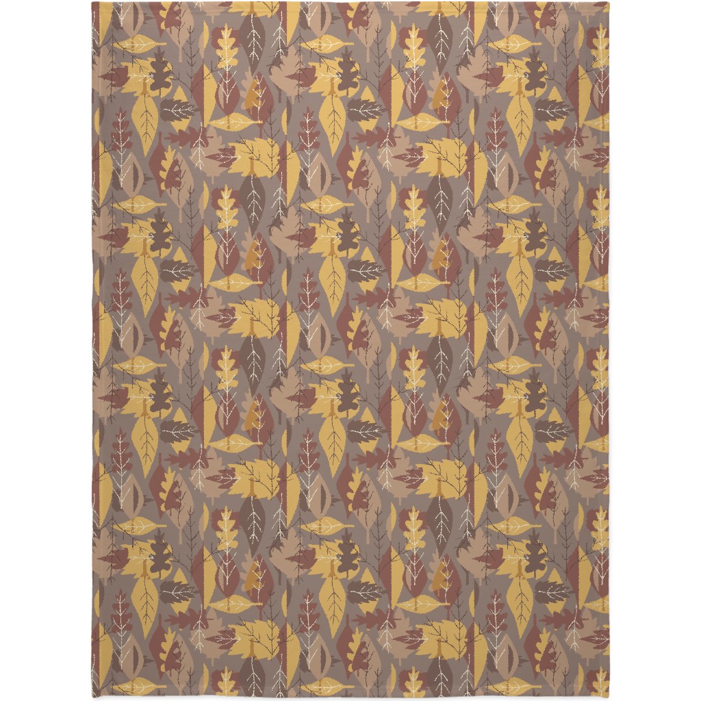Leaf Pile Blanket, Sherpa, 60x80, Brown