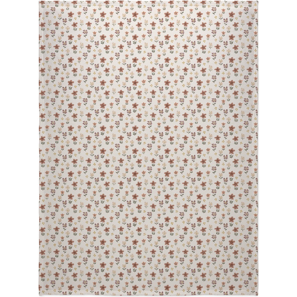 Cute Daisies & Foxgloves Floral - Earth Tones Blanket, Sherpa, 60x80, Pink