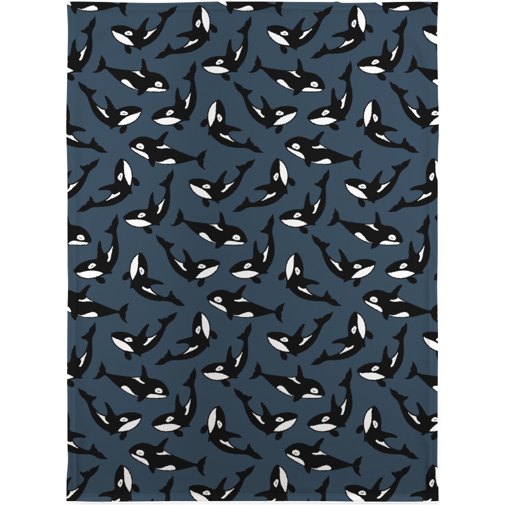 Orca Blanket, Fleece, 30x40, Blue, Midnight