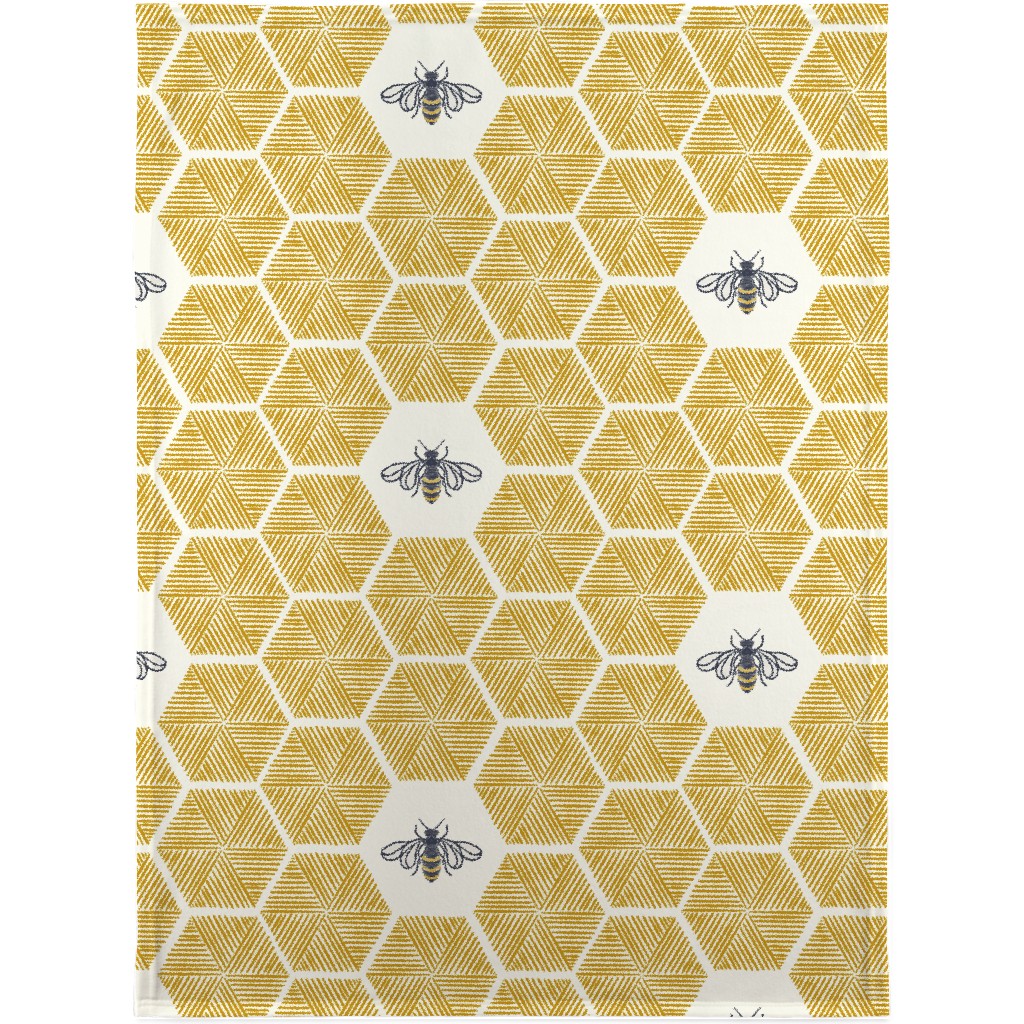 Bees & Honeycomb - Gold Blanket, Fleece, 30x40, Yellow