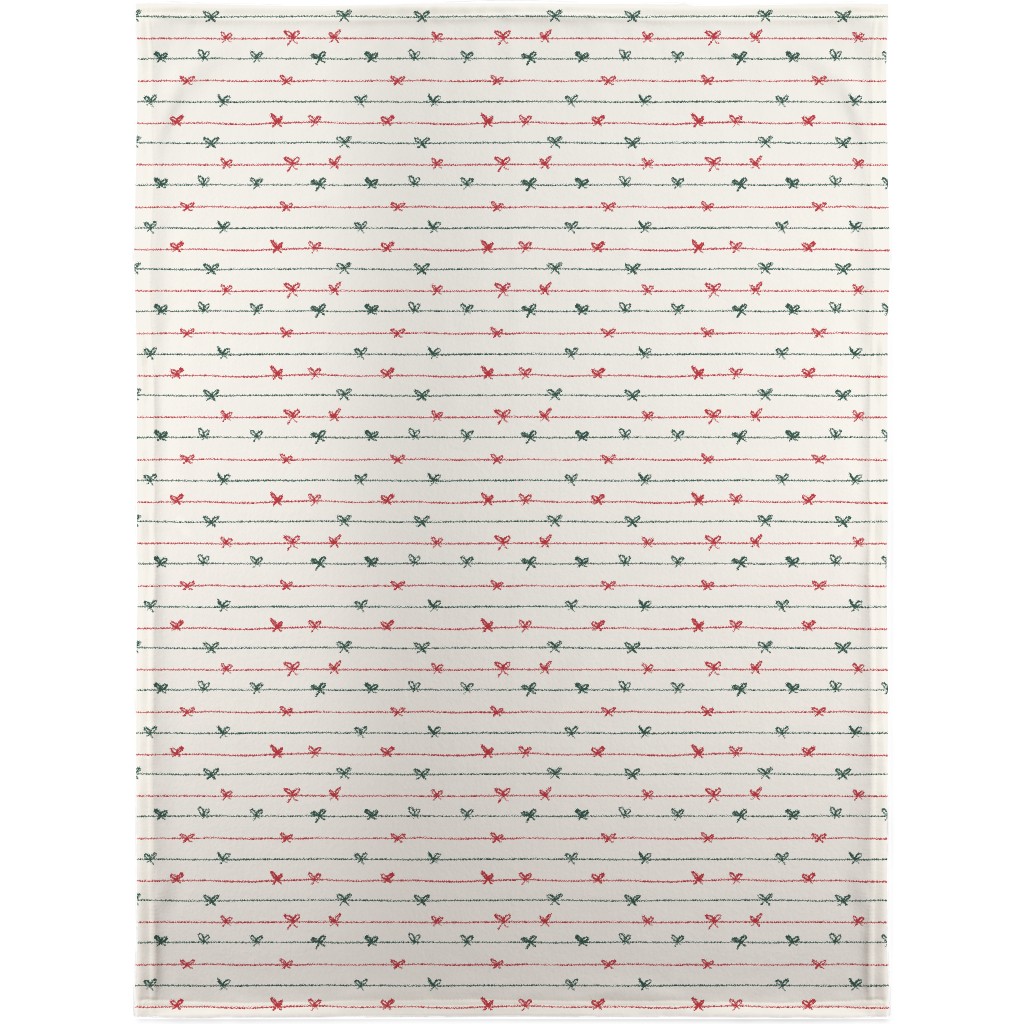 Christmas Ribbons and Bows Blanket, Fleece, 30x40, White