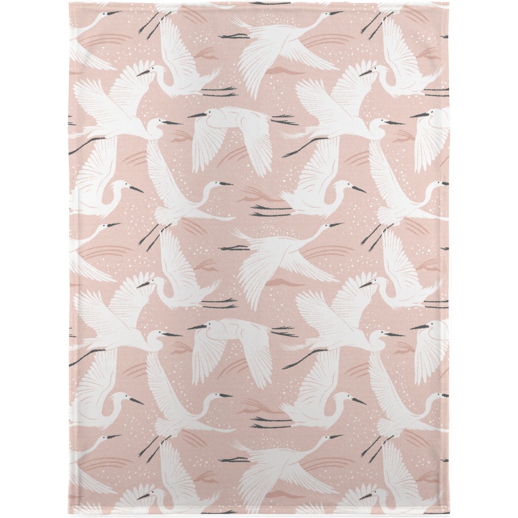 Soaring Wings Cranes Blanket, Fleece, 30x40, Pink, Quartz