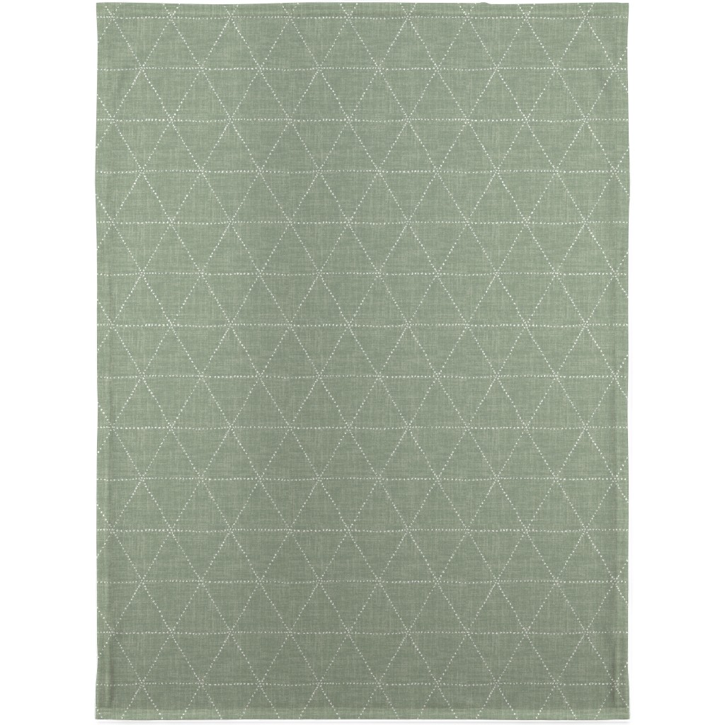 Boho Triangles - Sage Blanket, Fleece, 30x40, Green