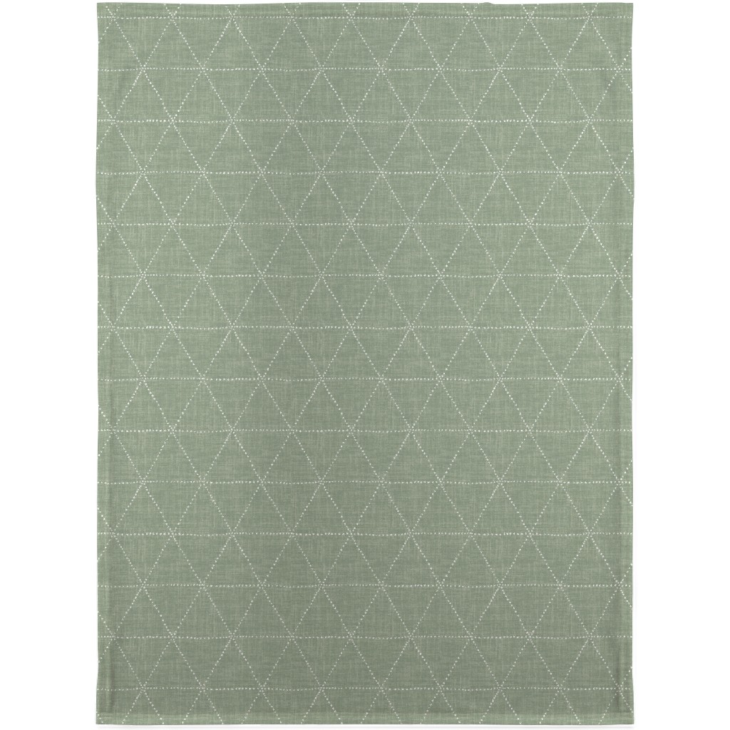 Boho Triangles - Sage Blanket, Fleece, 30x40, Green, Classic Green