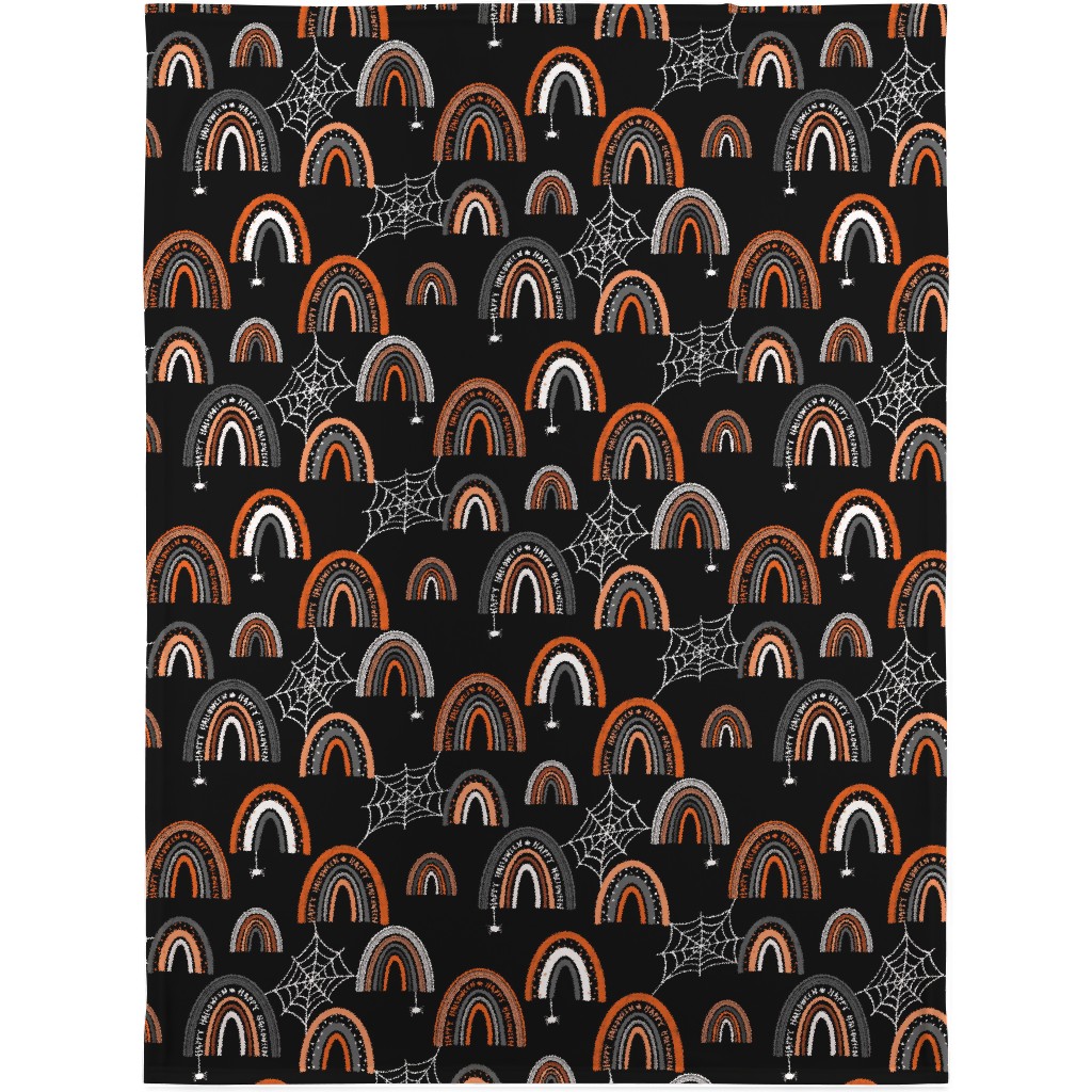 Halloween Rainbows Blanket, Fleece, 30x40, Black, Black