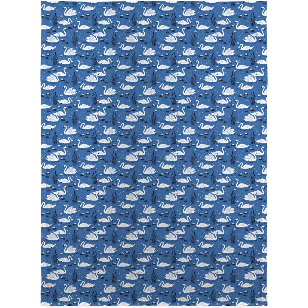 Summer Swans Blanket, Fleece, 30x40, Blue