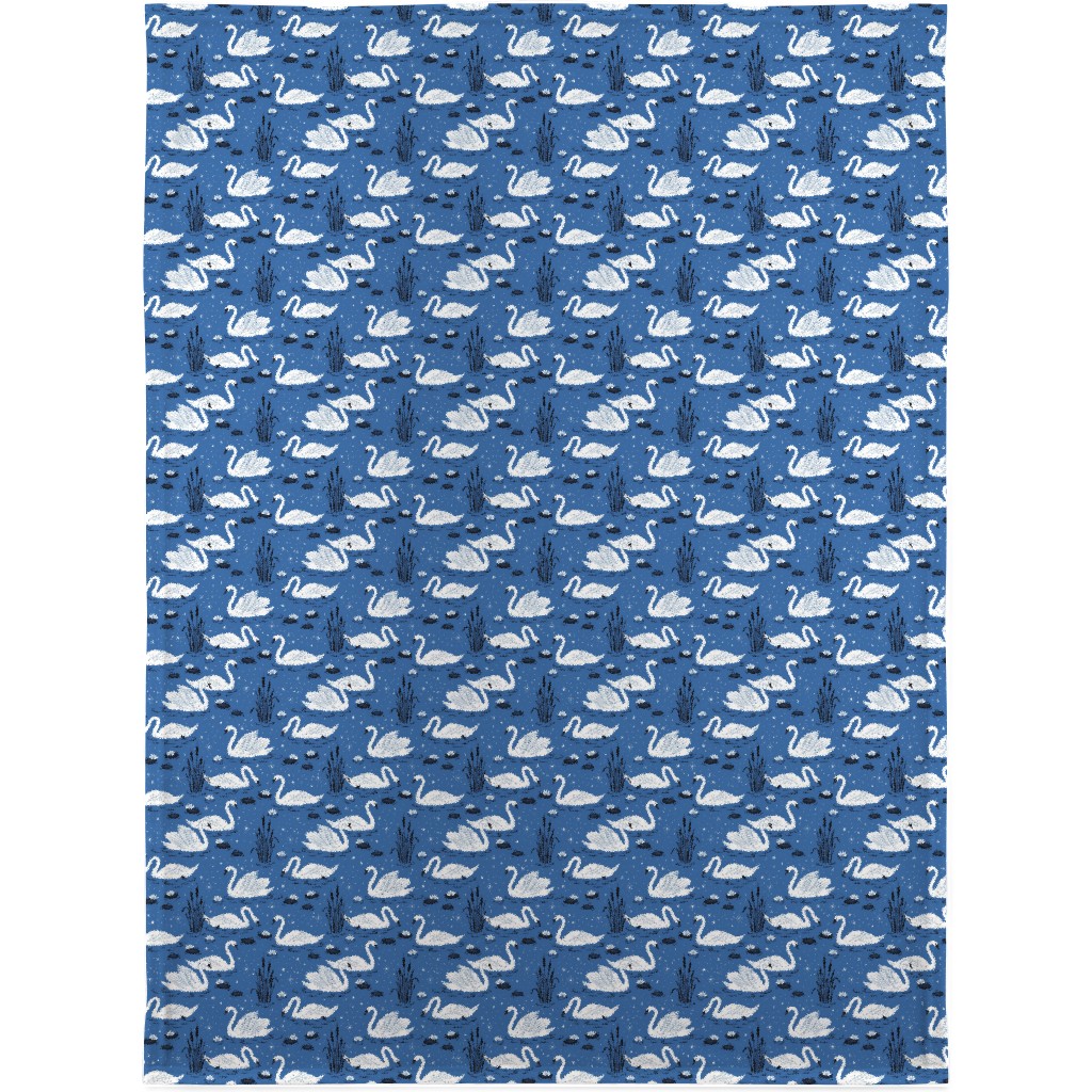 Summer Swans Blanket, Fleece, 30x40, Blue, Blue Yonder