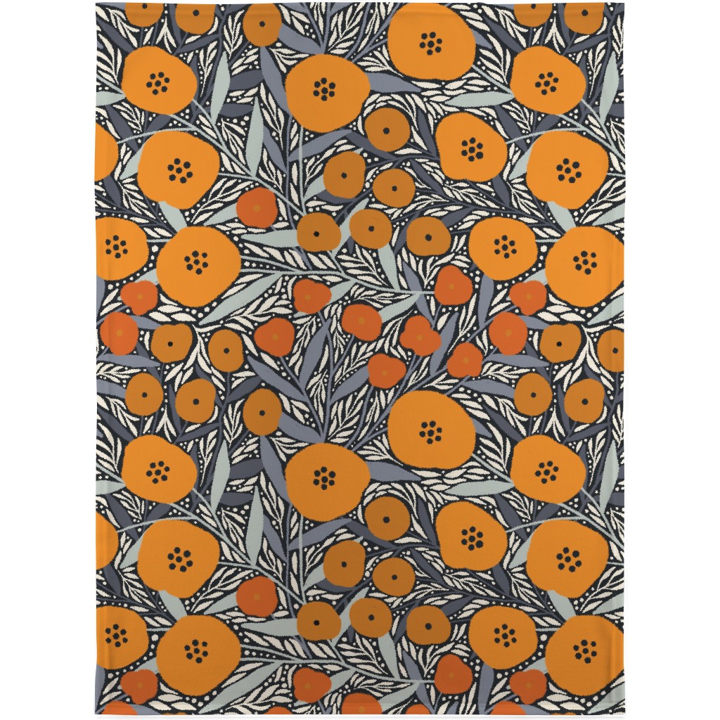 Eloise Floral - Orange Blanket, Fleece, 30x40, Orange, Orange