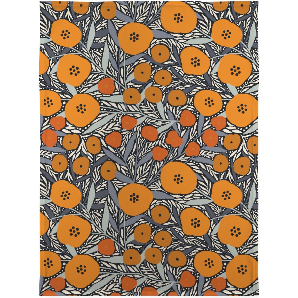 Eloise Floral - Orange Blanket, Fleece, 30x40, Orange