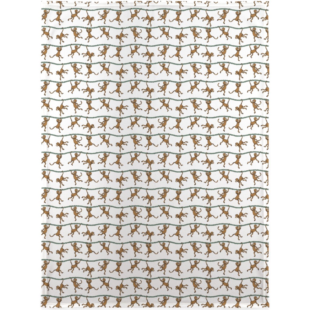 Swinging Monkeys Blanket, Fleece, 30x40, White