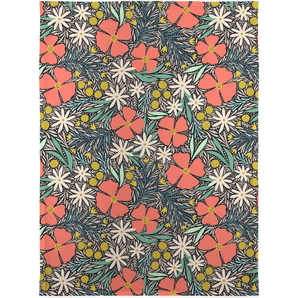 Hilda Floral - Coral Blanket, Fleece, 30x40, Multicolor