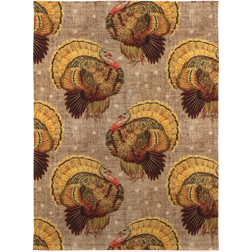 Vintage Turkey - Burlap Blanket, Fleece, 30x40, Brown
