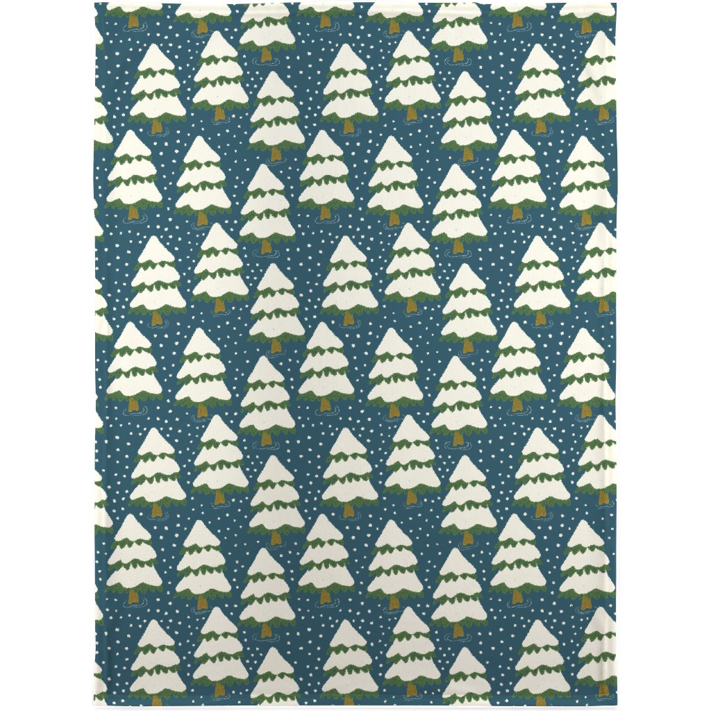 Winter Trees Blanket, Fleece, 30x40, Blue