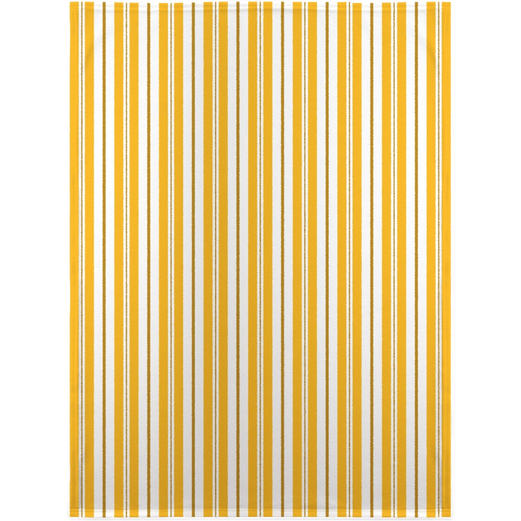 Gold White and Brown Stripes Blanket, Fleece, 30x40, Yellow