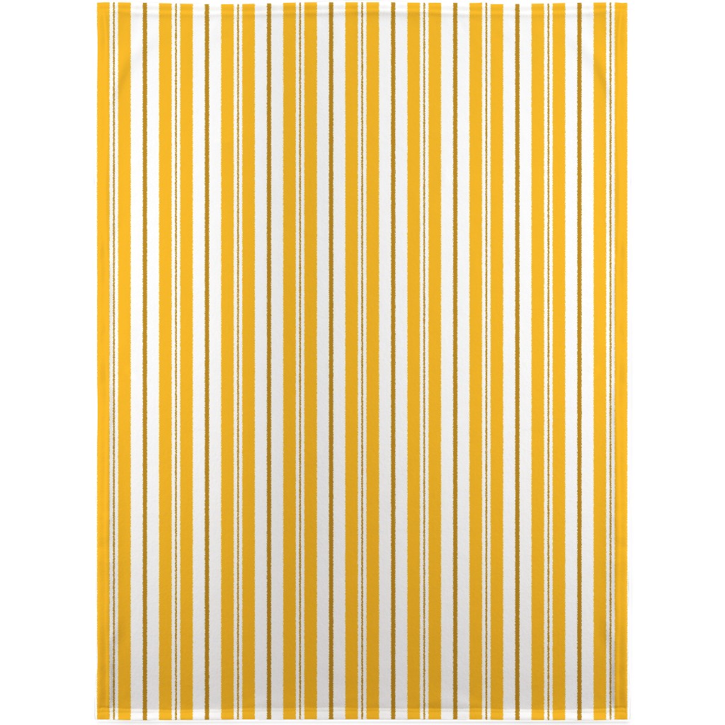 Gold White and Brown Stripes Blanket, Fleece, 30x40, Yellow