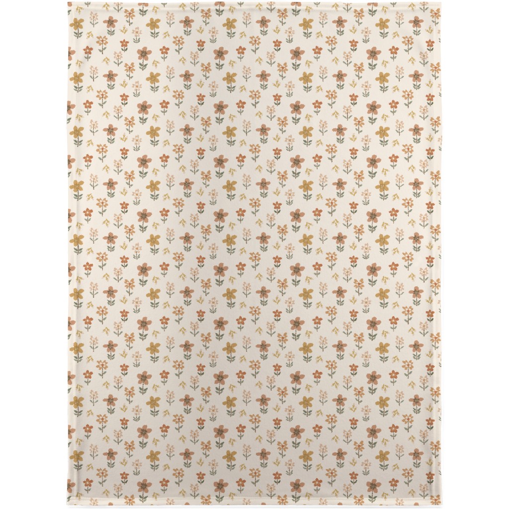 Retro Park Wildflowers Blanket, Fleece, 30x40, Beige