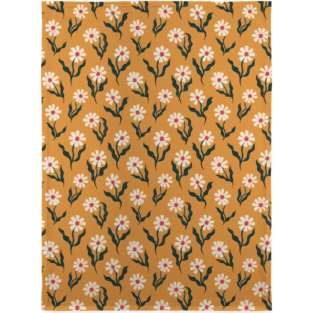 Flower Power - Orange Blanket, Fleece, 30x40, Yellow, Classic Yellow