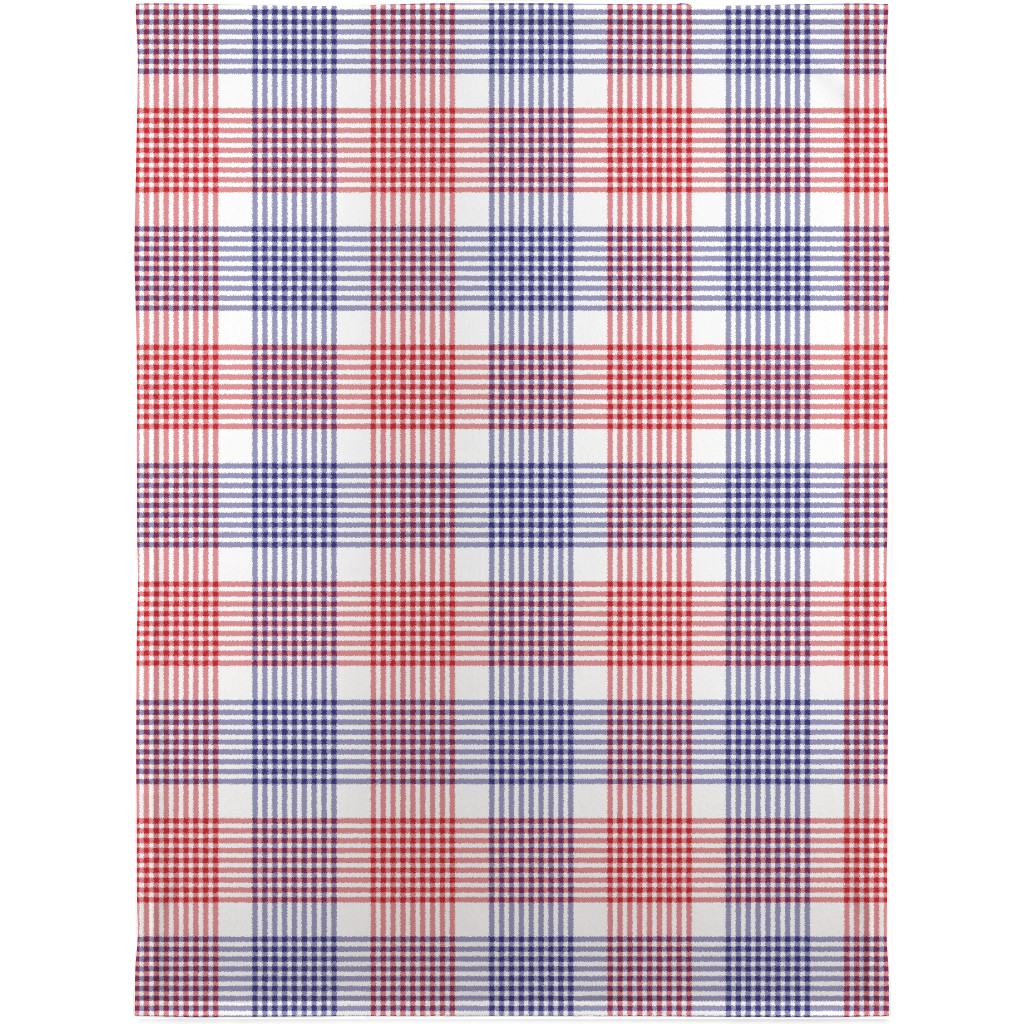 Plaid - Red, White and Blue Blanket, Fleece, 30x40, Multicolor
