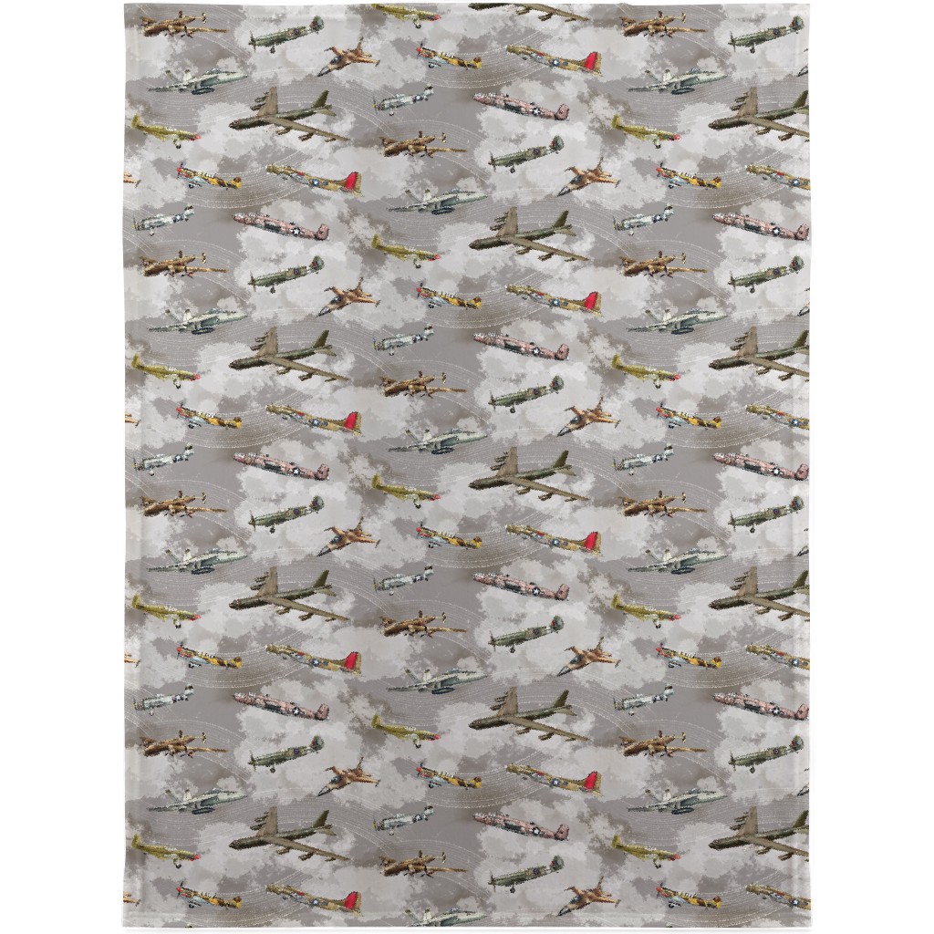 Military Planes Blanket, Fleece, 30x40, Gray, Smoke Signals