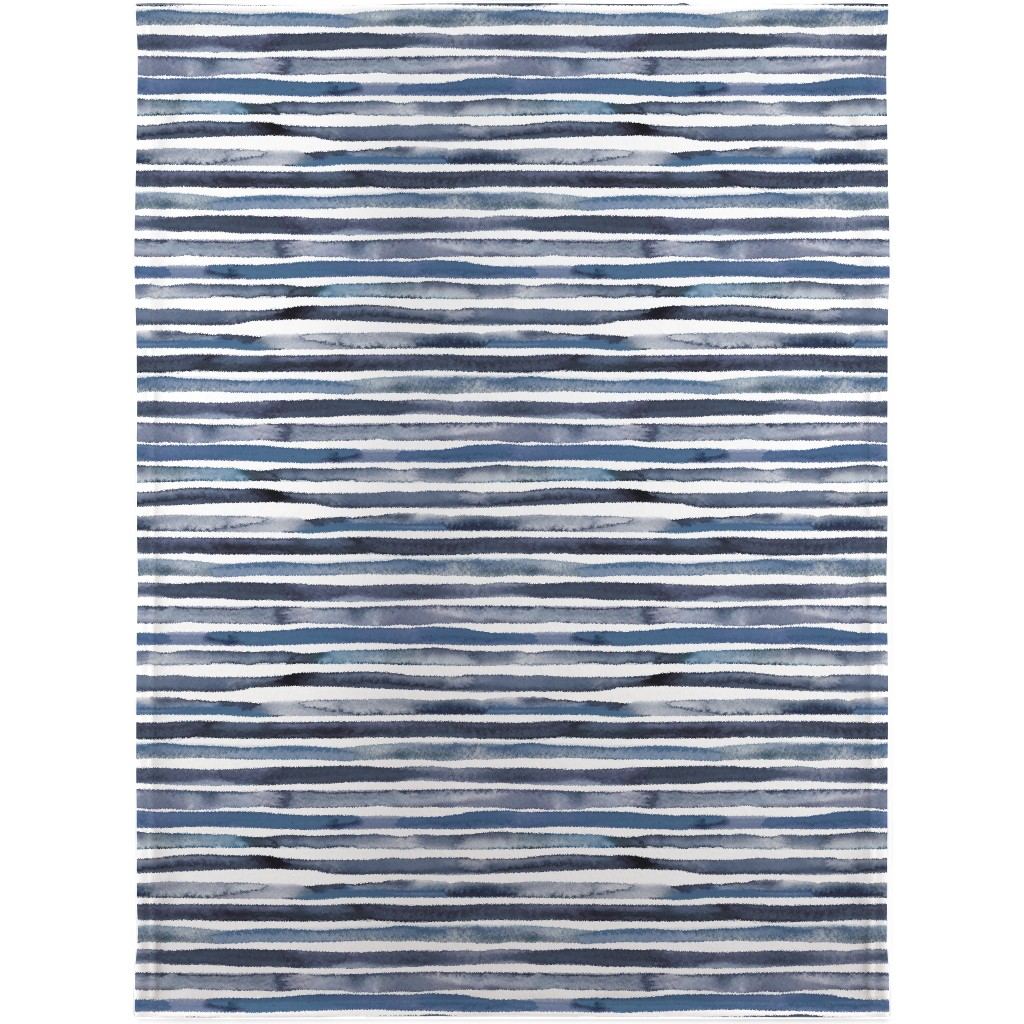 Watercolor Stripes - Blue Blanket, Fleece, 30x40, Blue