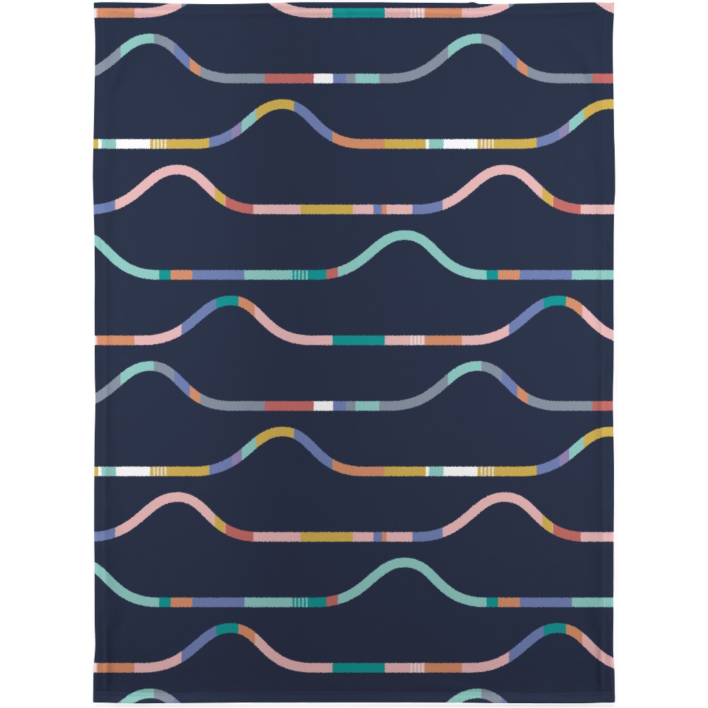 Draw the Line - Multi on Dark Blanket, Fleece, 30x40, Multicolor