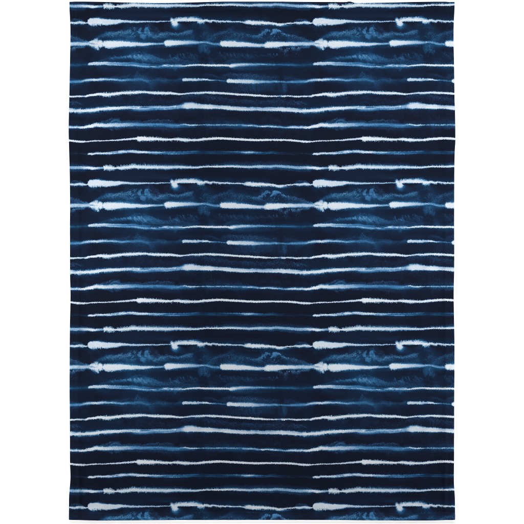 Ikat Watercolor Stripes - Navy Blanket, Fleece, 30x40, Blue