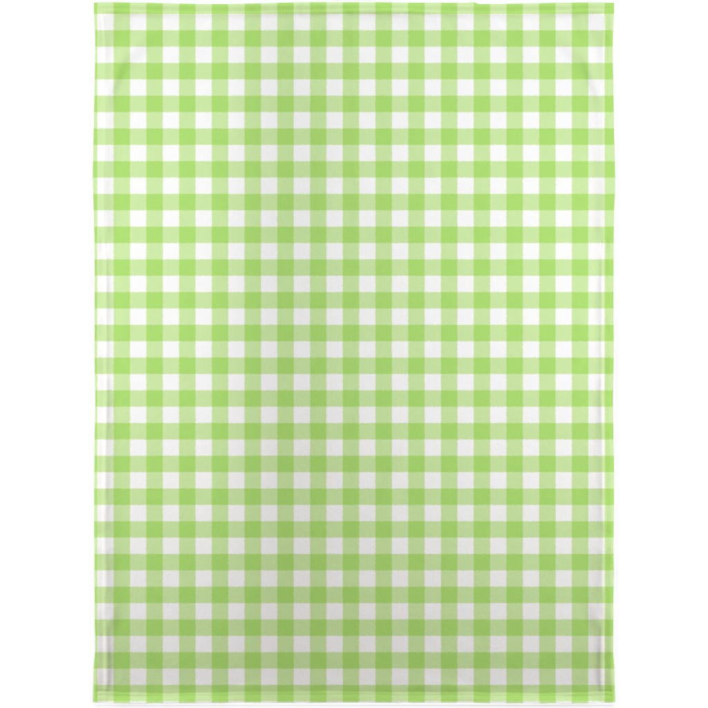 Gingham Checks Blanket, Fleece, 30x40, Green, Pear